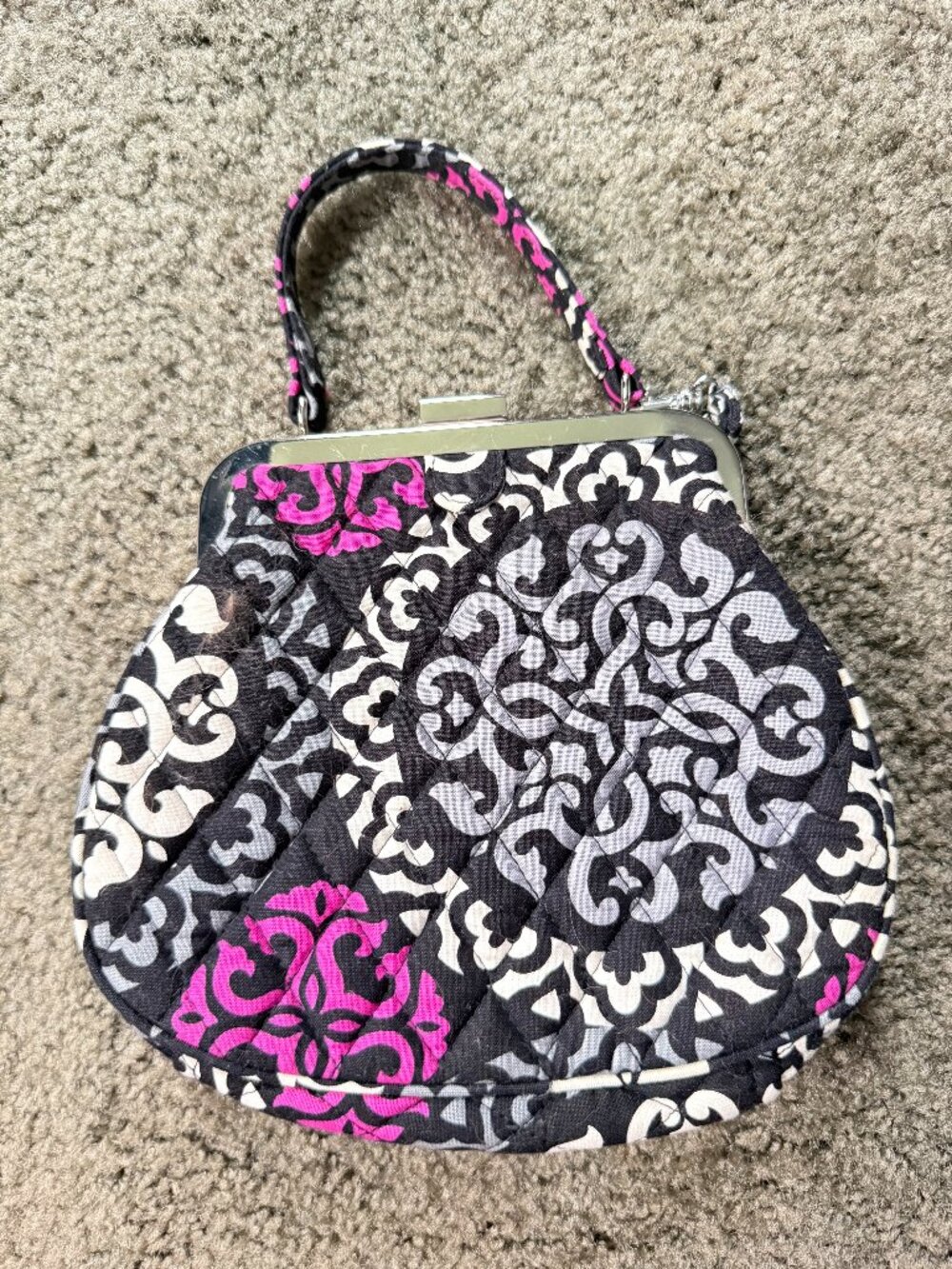 Vera Bradley Quilted Kisslock Frame Wristlet Mini Bag Chandelier Floral NWOT